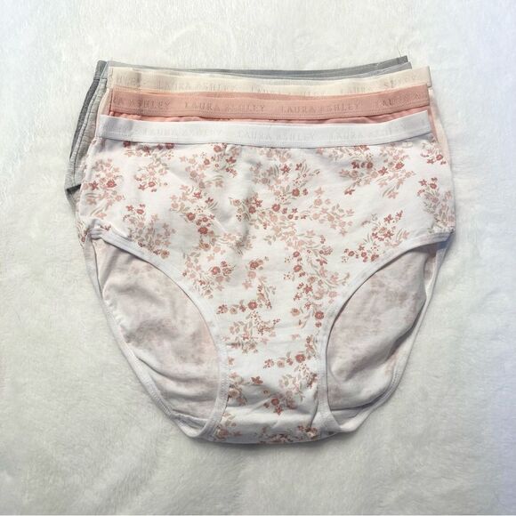 NWOT Laura Ashley 5 Pair Cotton Blend Brief Bikini Panties Medium Cottagecore - Picture 1 of 4